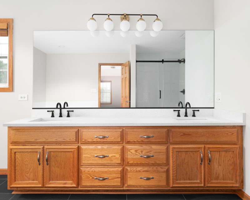 Layered Lighting in Modern Bathroom